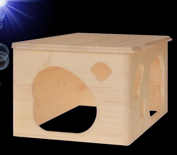 Nager HOLZ ZWERGKANINCHEN MEERSCHWEINCHEN HAUS 2 Eingänge Zubehör Nest