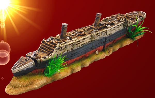 Aquarium Deko TITANIC WRACK Zubehör Schiffswrack Höhle Dekoration maritim