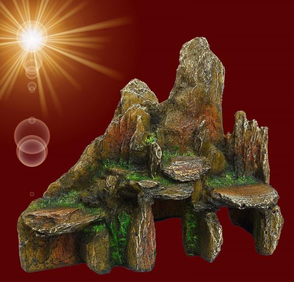 Aquarium Deko STOLLEN HÖHLE Dekoration Barsch Laich Felsen Gebirge Zubehör