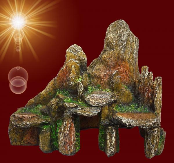 Aquarium Deko STOLLEN HÖHLE Dekoration Barsch Laich Felsen Gebirge Zubehör