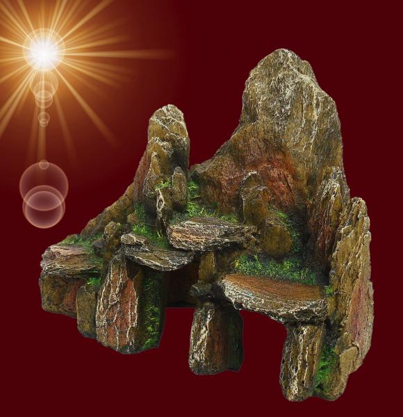 Aquarium Deko STOLLEN HÖHLE Dekoration Barsch Laich Felsen Gebirge Zubehör