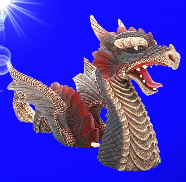 Aquarium Deko SPRUDELNDER DRACHE ➕ LUFTPUMPE ➕ ZUBEHÖR Mystik Dekoration