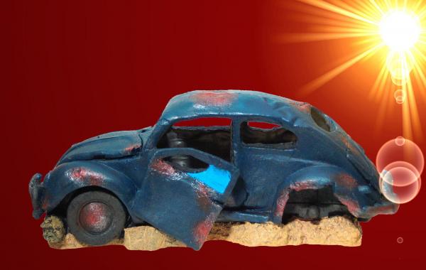 Aquarium Deko großes 34 cm VW KÄFER WRACK Auto Höhle Dekoration Zubehör