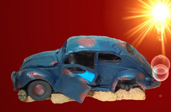 Aquarium Deko großes 34 cm VW KÄFER WRACK Auto Höhle Dekoration Zubehör