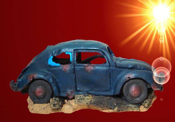Aquarium Deko großes 34 cm VW KÄFER WRACK Auto Höhle Dekoration Zubehör