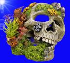 Aquarium Terrarium Deko TOTENKOPF ✚ PFLANZEN Stein Zubehör Dekoration