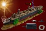 Aquarium Deko sprudelnde TITANIC ➕ LUFTPUMPE ➕ Zubehör Schiff Wrack Höhle