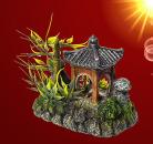Aquarium Deko ASIATISCHER TEMPEL Höhle Terrarium Dekoration Zubehör Haus