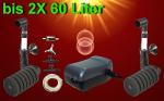 DOPPEL SCHWAMMFILTER SET ➕ LUFTPUMPE bis 60 L Innenfilter Aquarium Zubehör