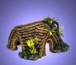 Aquarium Deko HÜTTE HAUS mit Pflanzen Höhle Dekoration Terrarium Zubehör